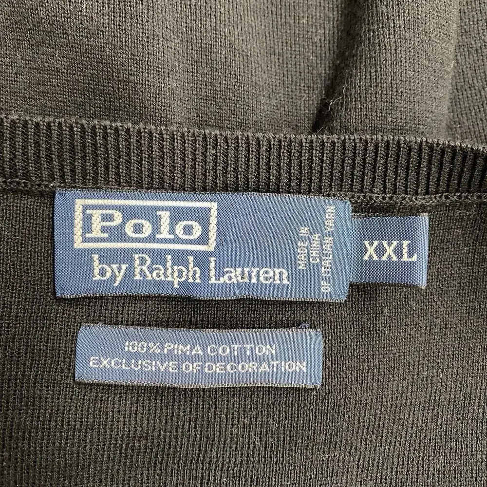 Polo Ralph Lauren Men’s XXL Black Pima Cotton V-Neck Sweater Vest Preppy Club